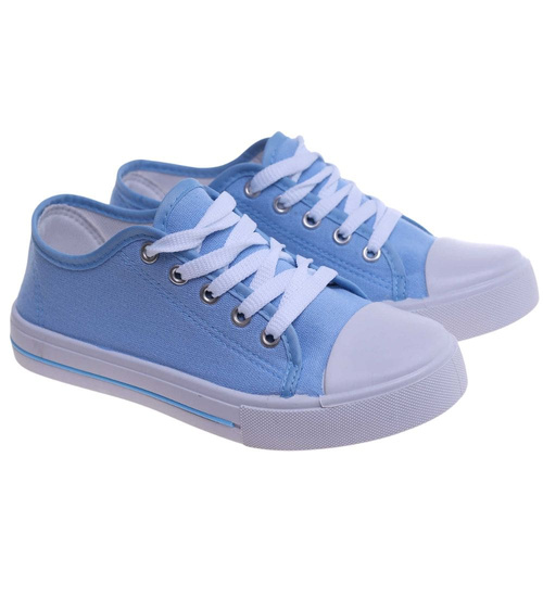 Klasyczne niebieskie trampki z niską cholewką /B6-1 15579 T089/