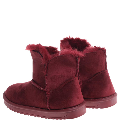Bordowe kozaki śniegowce z futerkiem /E8-2 18359 T195/