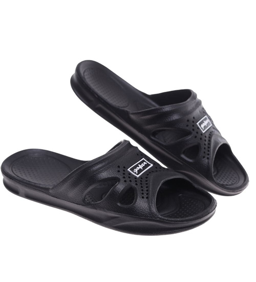 Basenowe klapki męskie Czarne /G7-1 11702 T195/