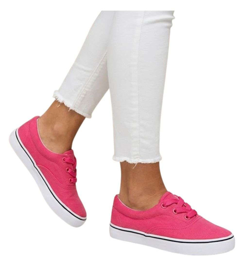 Różowe dziecięce trampki w kwiaty /D8-2 14561 T192/