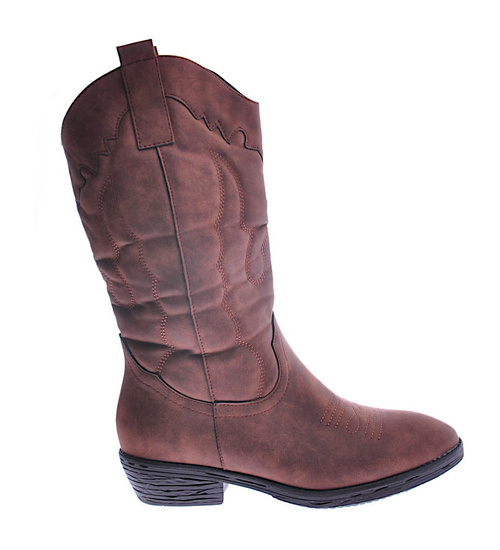 Klasyczne brązowe kozaki z ociepleniem /C5-3 12571 T392/