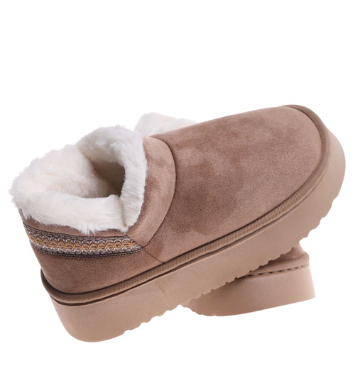 Krótkie kozaki śniegowce beżowe ocieplane /D8-1 18421  T266/