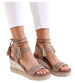 Sandały na koturnie i platformie Khaki /G2-3 14059 S290/