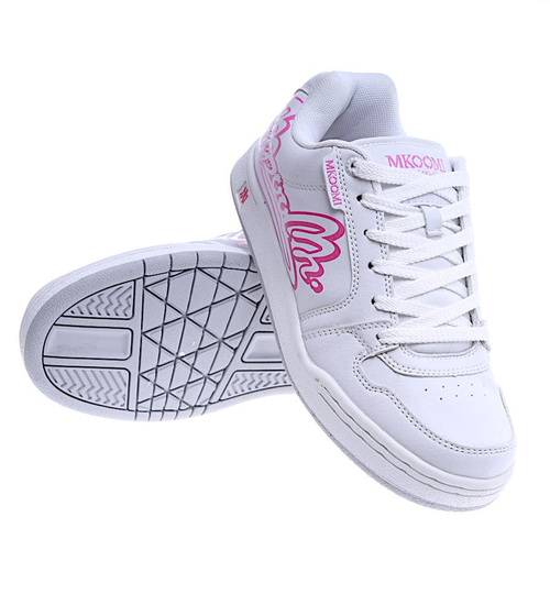 Sznurowane białe trampki damskie z napisem /F4-2 13863 S109/