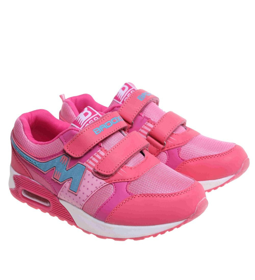Sportowe buty dziewczęce na rzepy Różowe /G12-2 18130 T292/