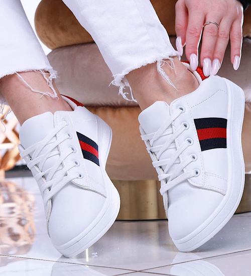 Wiązane białe trampki damskie /G13-3 14011 S291/