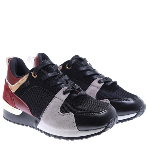 Sznurowane czarno bordowe buty sportowe /D3-3 +H2 15772 T089/