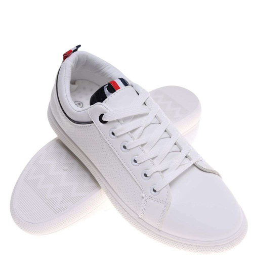 Białe męskie trampki sznurowane /G8-3 18679 T391/