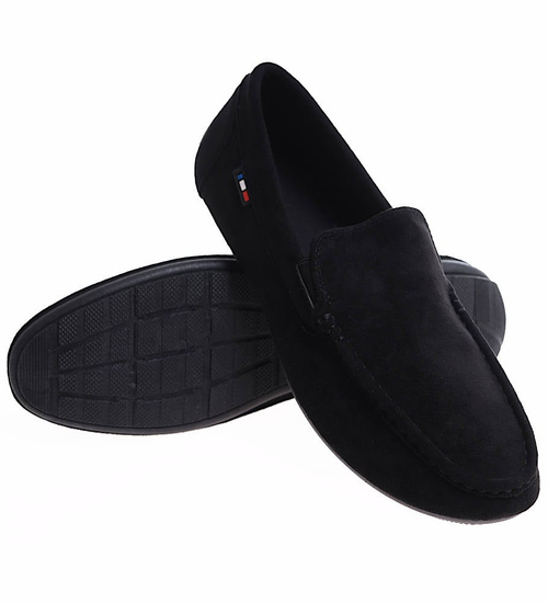 Czarne półbuty męskie wsuwane mokasyny /A5-2 16630 S398/
