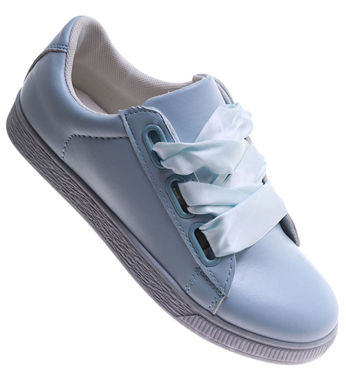 Wiązane trampki damskie pastelowe Baby Blue /A3-3 17510 W192/