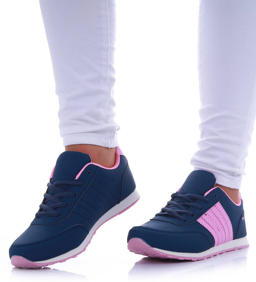 Granatowo różowe damskie buty sportowe /G5-2 17417 T301/