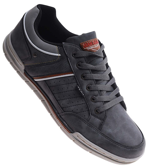 Sznurowane męskie szare trampki nadwymiar /B8-3 17479 T782/