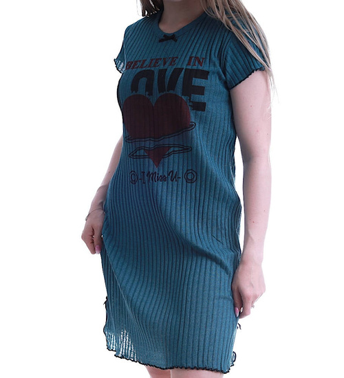 Ciemno zielona koszula nocna Love I miss You /H2-K49 P90 S195/