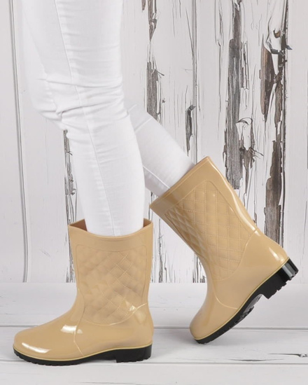 Pikowane kalosze gumiaki gumowce BEŻOWE /G3-1 3440 S298/