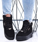 Czarne zamszowe sneakersy na koturnie i platformie /G4-3 15506 T634/