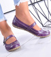 Purpurowe damskie półbuty z paseczkiem /C6-3 12334  T085/