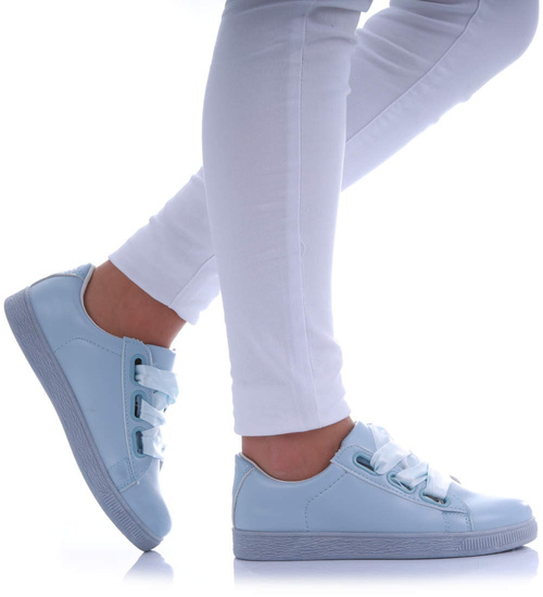 Niebieskie wiązane trampki damskie /A3-3 17510 W192/