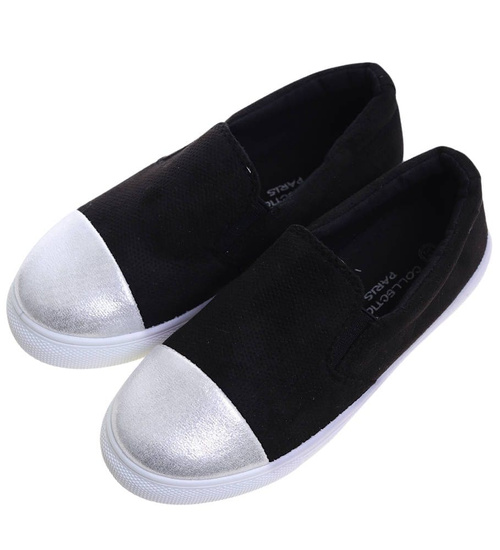 Czarne wsuwane trampki dziewczęce slip on /E5-2 13683  T004/