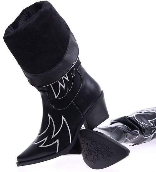 Ocieplane wysokie czarne kozaki kowbojki Seastar /D5-3 15368 T290/