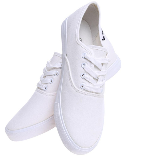 Sznurowane klasyczne niskie trampki męskie Ecru /A5-1 16021 S079/