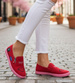 Zamszowe czerwone trampki slip on /D4-3 8425 S098/