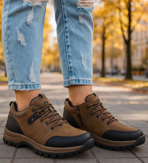 Grubo ocieplone wiązane buty trekkingowe /C5-1 18450 T585/