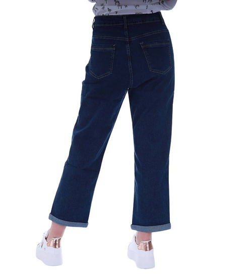 Granatowe jeansowe spodnie Boyfriend /H2 UB855 G340/