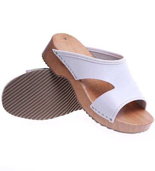 Drewniaki chodaki trepy klapki Białe /F8-1 Ae638 S338/