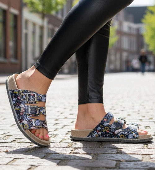 Skórzane profilowane klapki damskie OST475