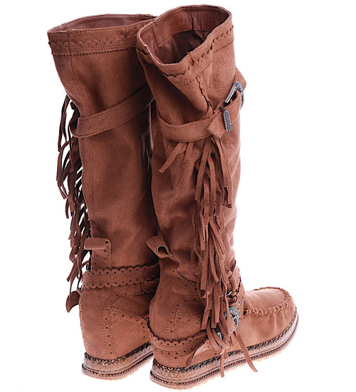Karmelowe kozaki boho na ukrytym koturnie /G5-3 14845 T331/