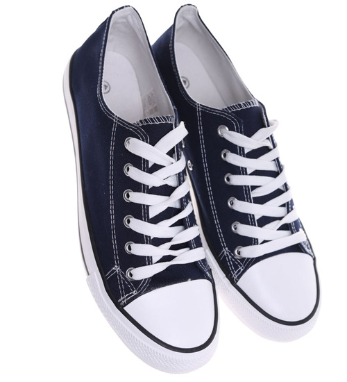 Trampki męskie Sznurowane granatowe z tkaniny ost502