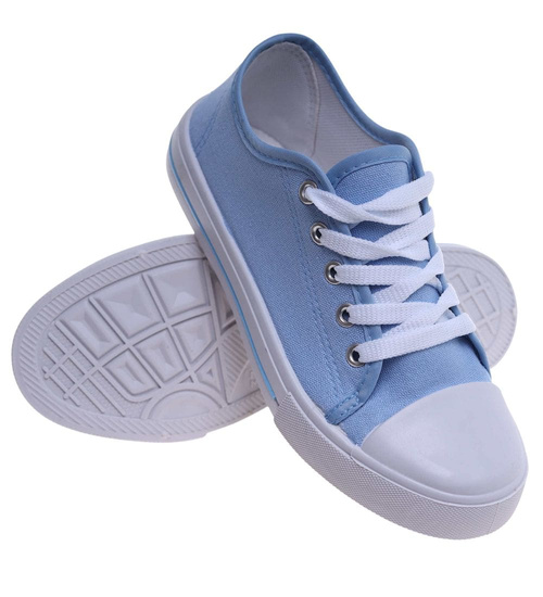 Klasyczne niebieskie trampki z niską cholewką /B6-1 15579 T089/