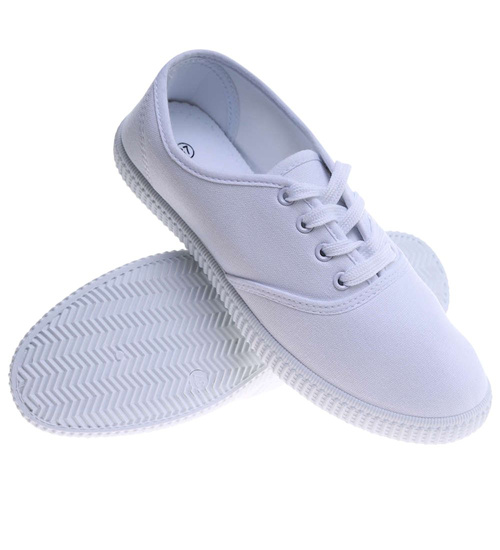 Sznurowane białe tenisówki damskie /G12-3 13389 T232/