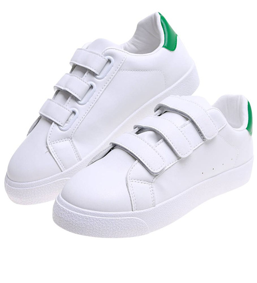 Białe damskie trampki na rzepy /f10-3 16247 G233/