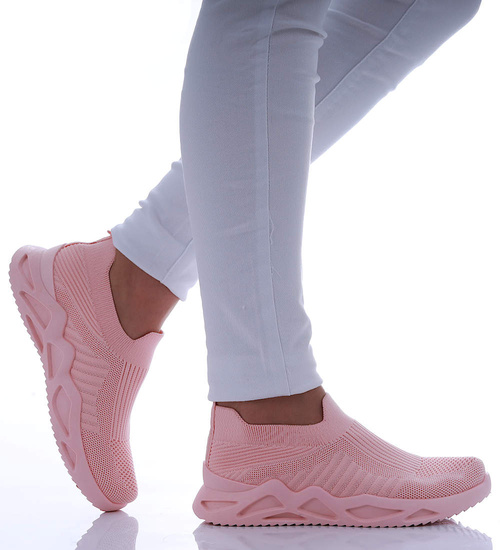 Wkładane różowe buty sportowe damskie /F8-2 17447 W188/