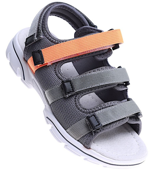 Szare sandały chłopięce na rzepy /E1-3 16018  T187/