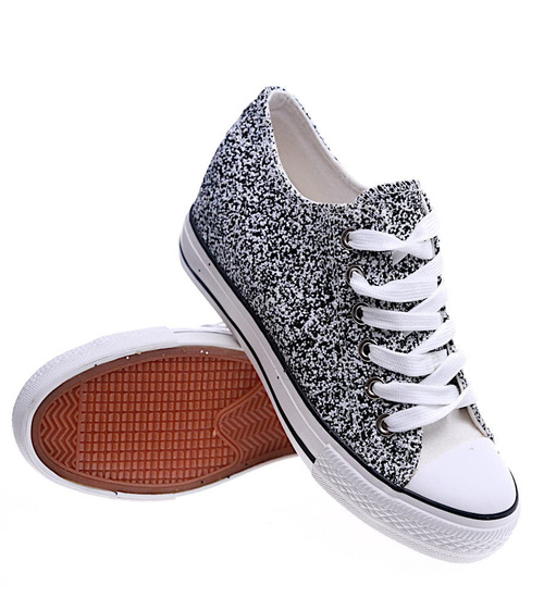 Czarne trampki sneakersy na koturnie /G11-3 13487 T231/