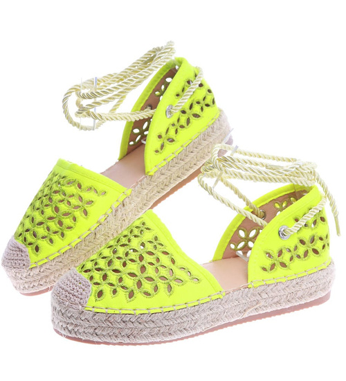 Fluorestencyjne sandały espadryle Green /A4-3 13893 T178/
