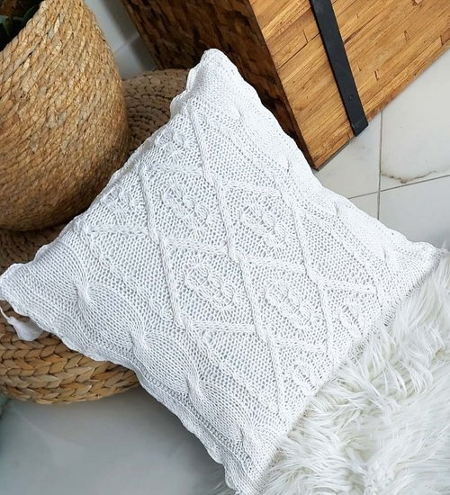 Dekoracyjna poszewka w stylu Boho Biała 40x40 /F5-1 8857 S195/