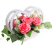 Kompozycja kwiatowa- różowe róże w białym sercu /Komp112 P328/