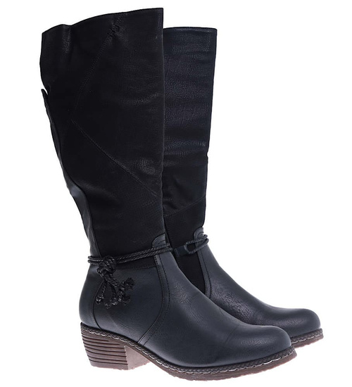 Ocieplane czarne kozaki damskie na niskim obcasie /F4-1 +h215271 T436/