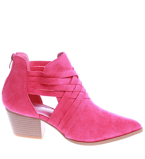 Fuksjowe wiosenne botki kowbojki na klocku /D7-1 14853 T420/