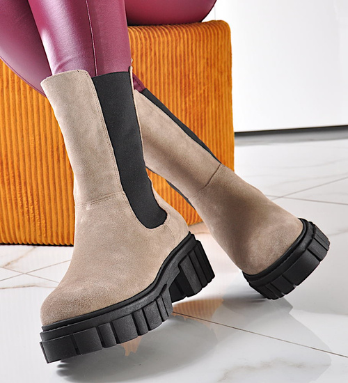 Krótkie kozaki damskie skórzane /A3-1 9987 S202/