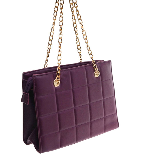 Fioletowa torebka kuferek z łańcuszkiem i paskiem /H2 K28 TB671 G195/