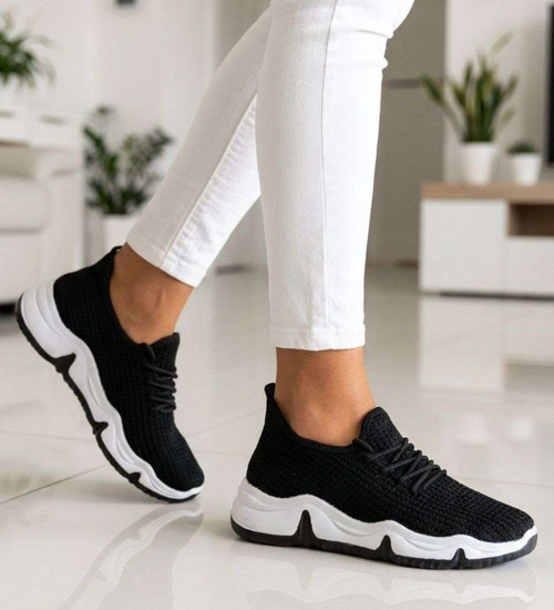 Czarne ażurowe wsuwane buty sportowe /H2 17271 W101/