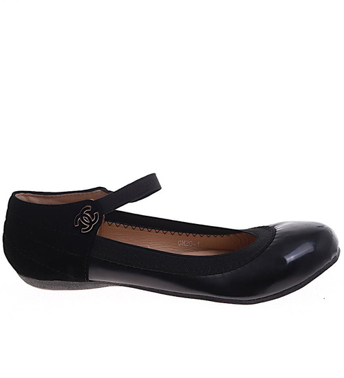 Czarne baleriny z paskiem /D7-216267 T192/