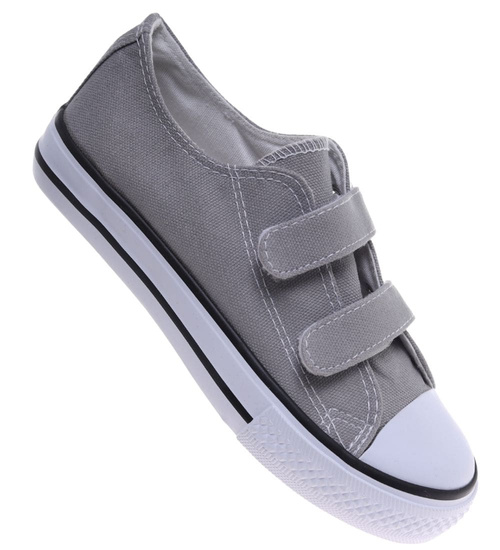 Szare tenisówki dla dziewczynki na rzepy /G2-2 18635 T286/