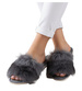 Szare damskie klapki z kudłatym futerkiem Premium /A10-1 11321 S292/