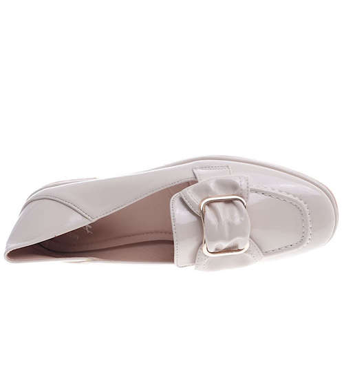 Beżowe balerinki lordsy /F6-2 13235 T277/