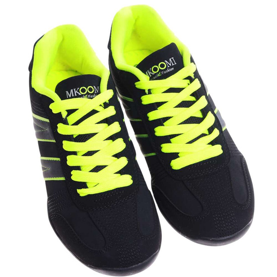 Wiązane damskie czarno zielone buty sportowe /E4-3 h2 15055 S146/